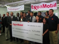 Members of the team with Foundation President McElvy, Congressman Chaka Fattah, Philadelphia Academies CEO Lisa Nutter, and West Philadelphia High Principal Saliyah Cruz